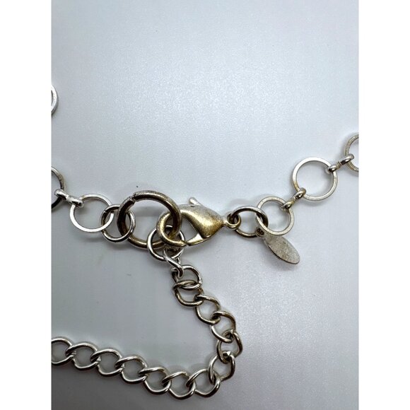 Chicos Silver-Tone Abstract Hammered Disc Necklace 20"-24" Chunky Statement - Picture 5 of 6